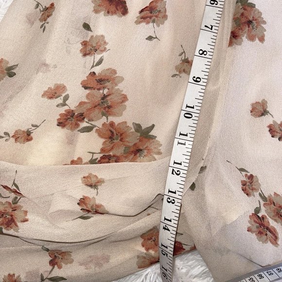 Flair the Label Jumpsuit Women’s MEDIUM Beige Tan Floral Halter Tie Neck Ruffles - Picture 9 of 12